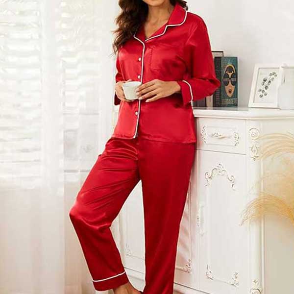 Red Full Sleave Silk Shirt and Trouser