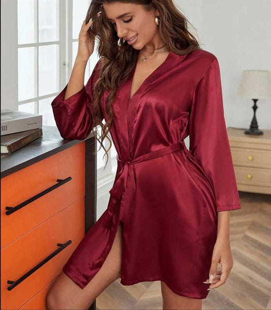 Mahroon Open Front Robe